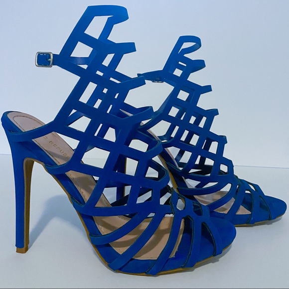 Cobalt Blue Caged Heels by Shoe Republic LA - Picture 5 of 12
